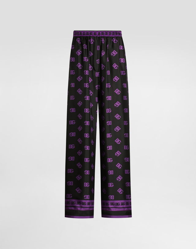 Dolce & Gabbana Silk Vanity Pants with DG Logo Print