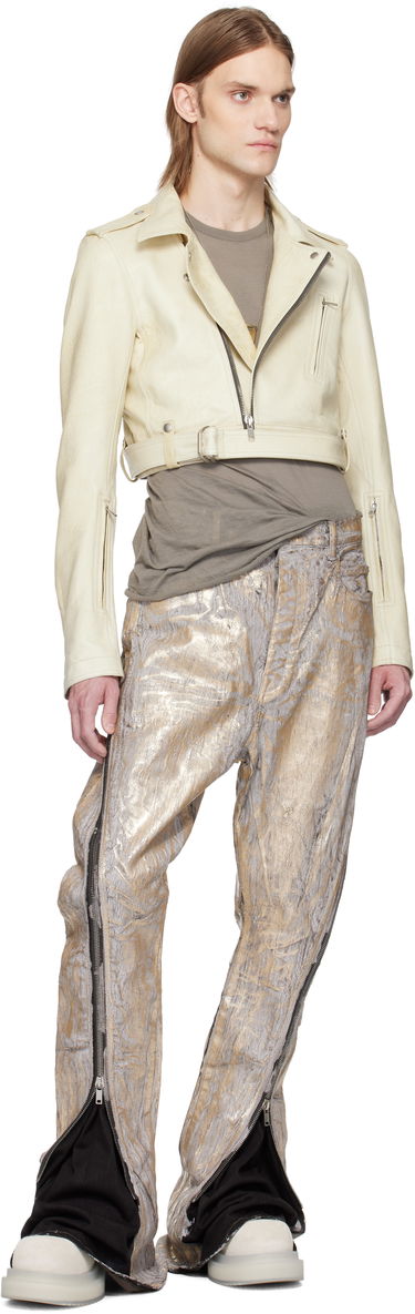 Яке Rick Owens Rick Owens Hollywood Cropped Stooges Leather Jacket Бяло | RR01E5707 LBH, 3
