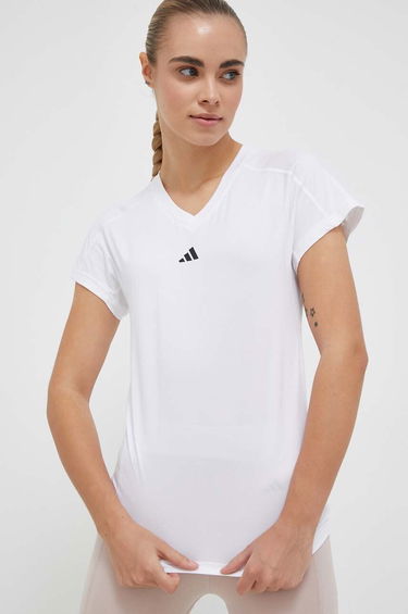 Тениска adidas Performance AEROREADY Train Essentials Minimal Branding V-Neck Tee Бяло | HR7878, 0