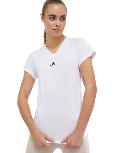 Тениска adidas Performance AEROREADY Train Essentials Minimal Branding V-Neck Tee Бяло | HR7878