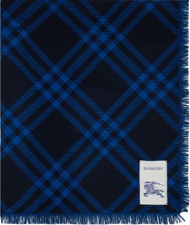 Шал Burberry Burberry Wide Check Wool Silk Scarf Синьо | 8110161, 0