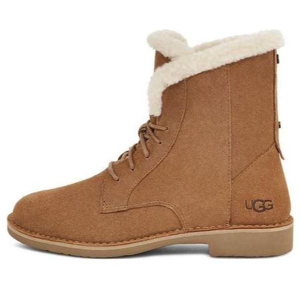 Кецове и обувки UGG Suede Boots with Faux Fur Lining Кафяво | 1129810-CHE, 0