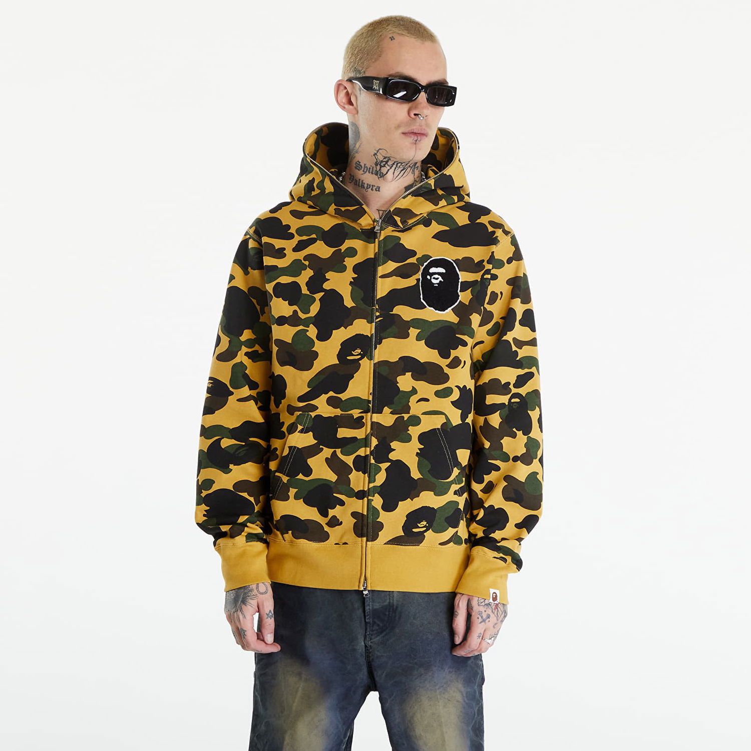 Суитчър BAPE A BATHING APE 1St Camo Full Zip Hoodie Yellow Жълто | 001ZPK301004M YEL, 0