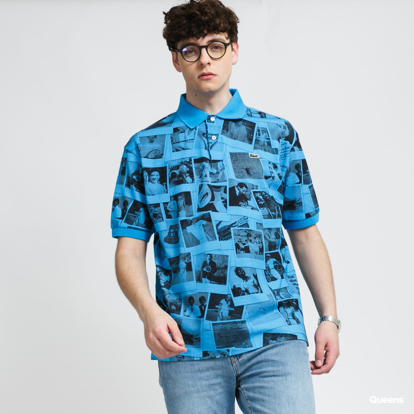 Поло тениска Lacoste Live Polaroid x Loose Fit Print Polo Shirt Синьо | PH2182 BLW, 0
