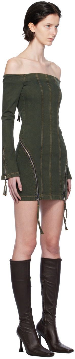 Pокля Blumarine Off-The-Shoulder Denim Minidress Зелено | A344J036A, 1