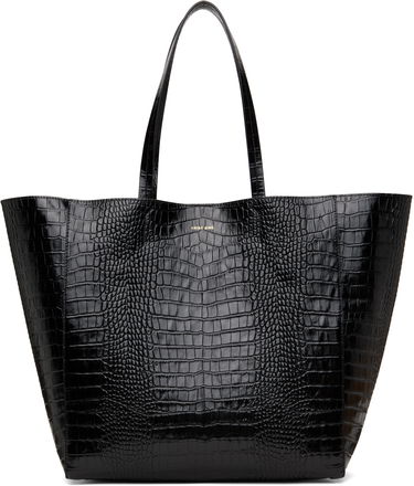 Голяма пазарска чанта Anine Bing Crocodile Embossed Leather Tote Bag Черно | A-13-10375-010, 0