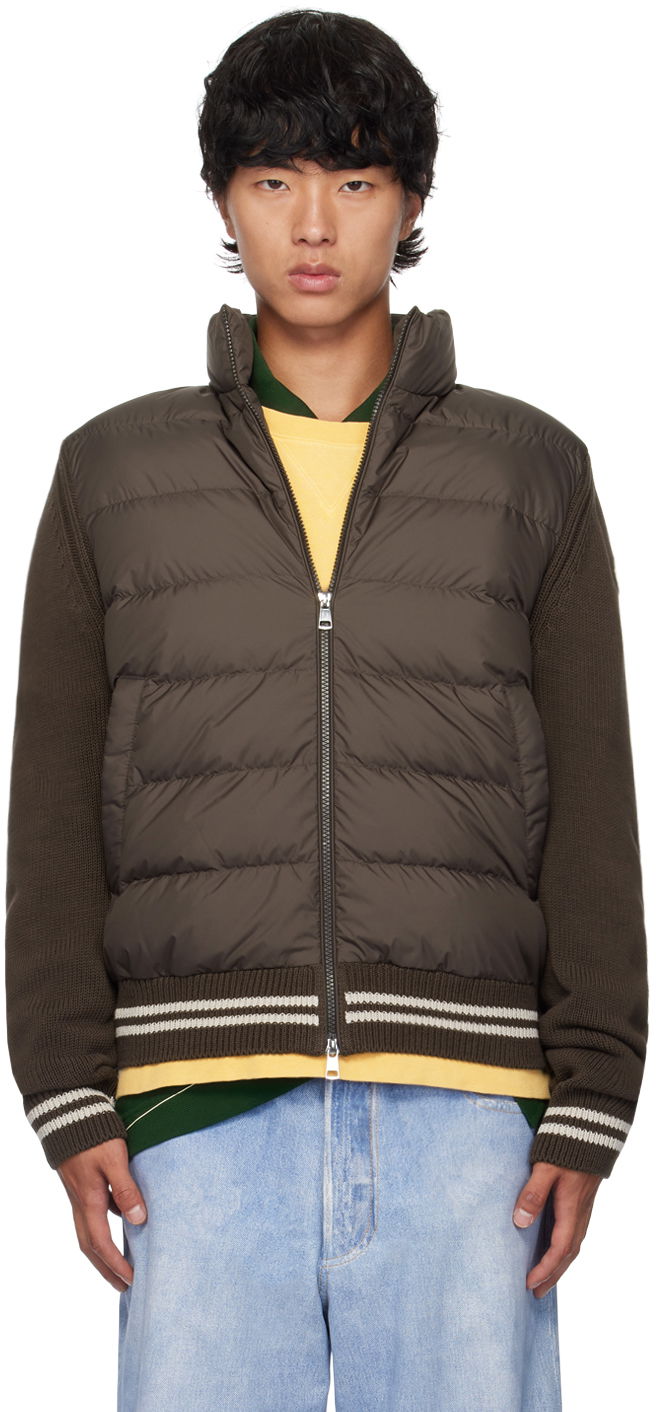 Яке Moncler Brown Paneled Down Cardigan Кафяво | J20919B00001M1509, 0