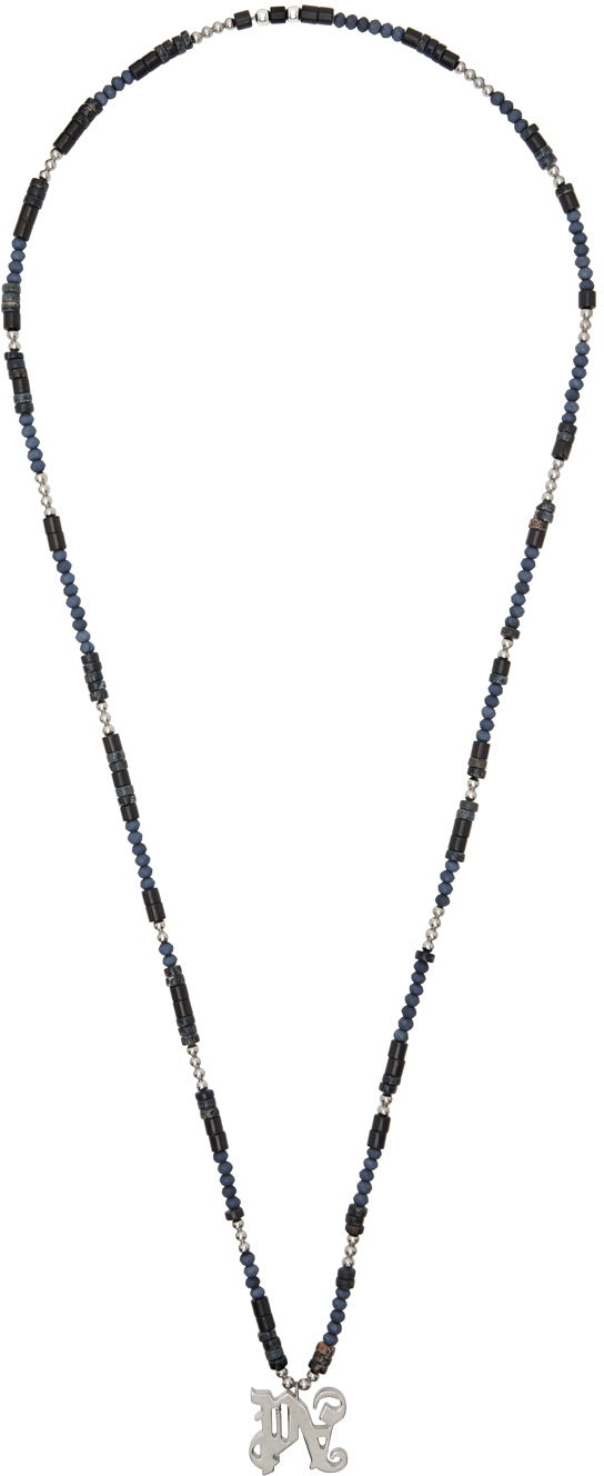 Колие Palm Angels Navy 'PA' Monogram Necklace Тъмно синьо | PMOB122F24MAT0011072, 0