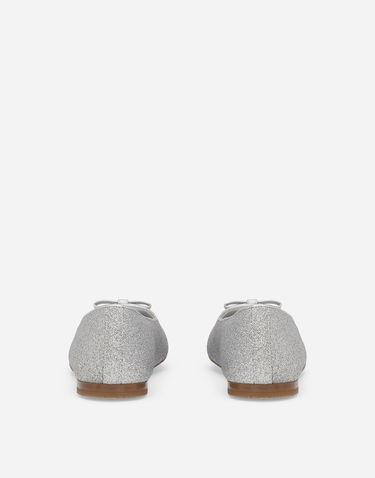 Кецове и обувки Dolce & Gabbana Glittery Fabric Ballet Flats With Bow And Dg Logo Металик | D11300AA74580998, 2