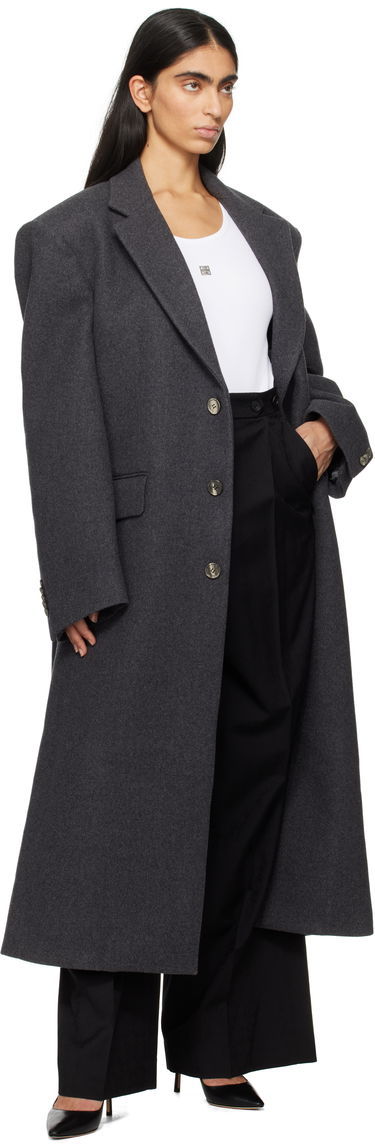 Палта WARDROBE.NYC Single Breasted Long Coat Сиво | W4002F24WO, 3