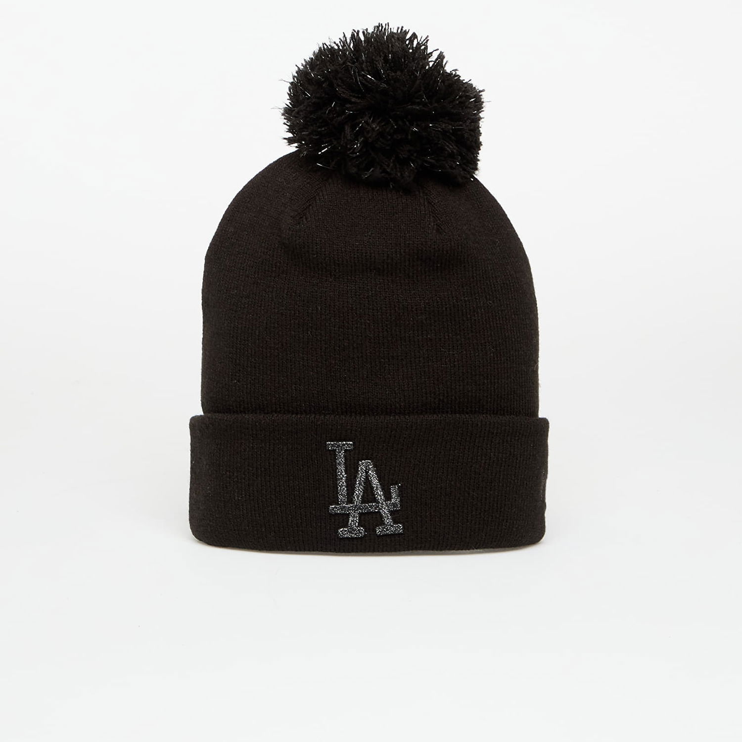 Шапка New Era Los Angeles Dodgers MLB Knit Medium Metallic Bobble Beanie Черно | 60691350, 0