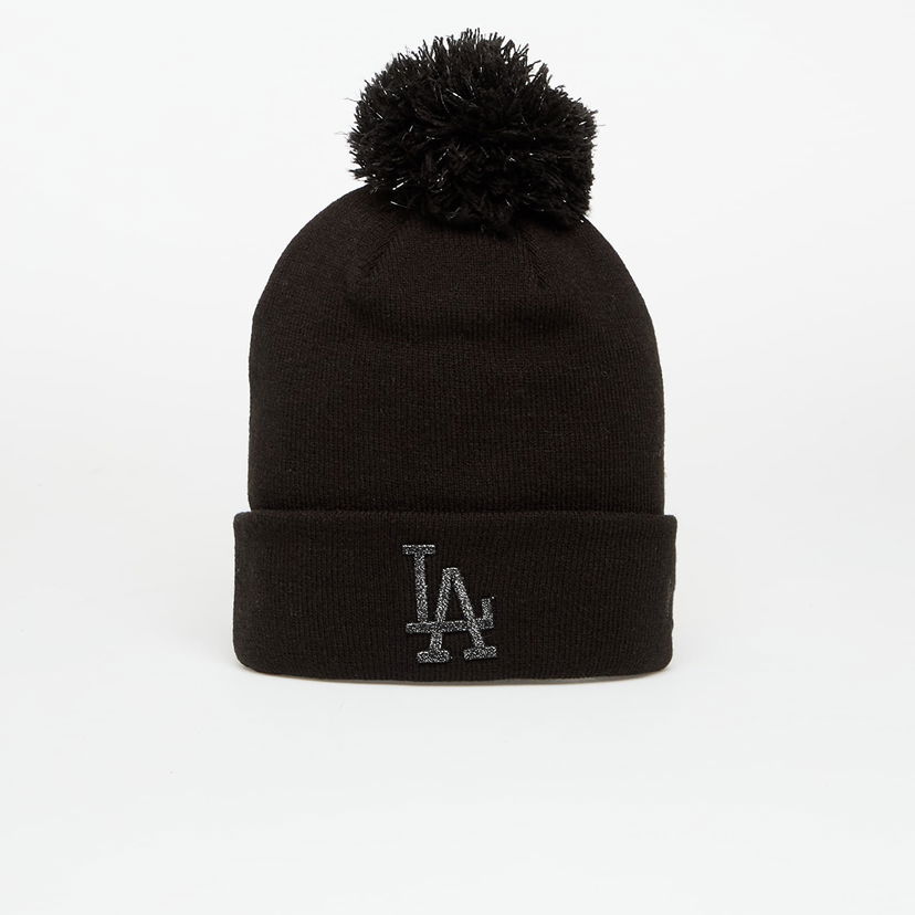 Шапка New Era Los Angeles Dodgers MLB Knit Medium Metallic Bobble Beanie Черно | 60691350
