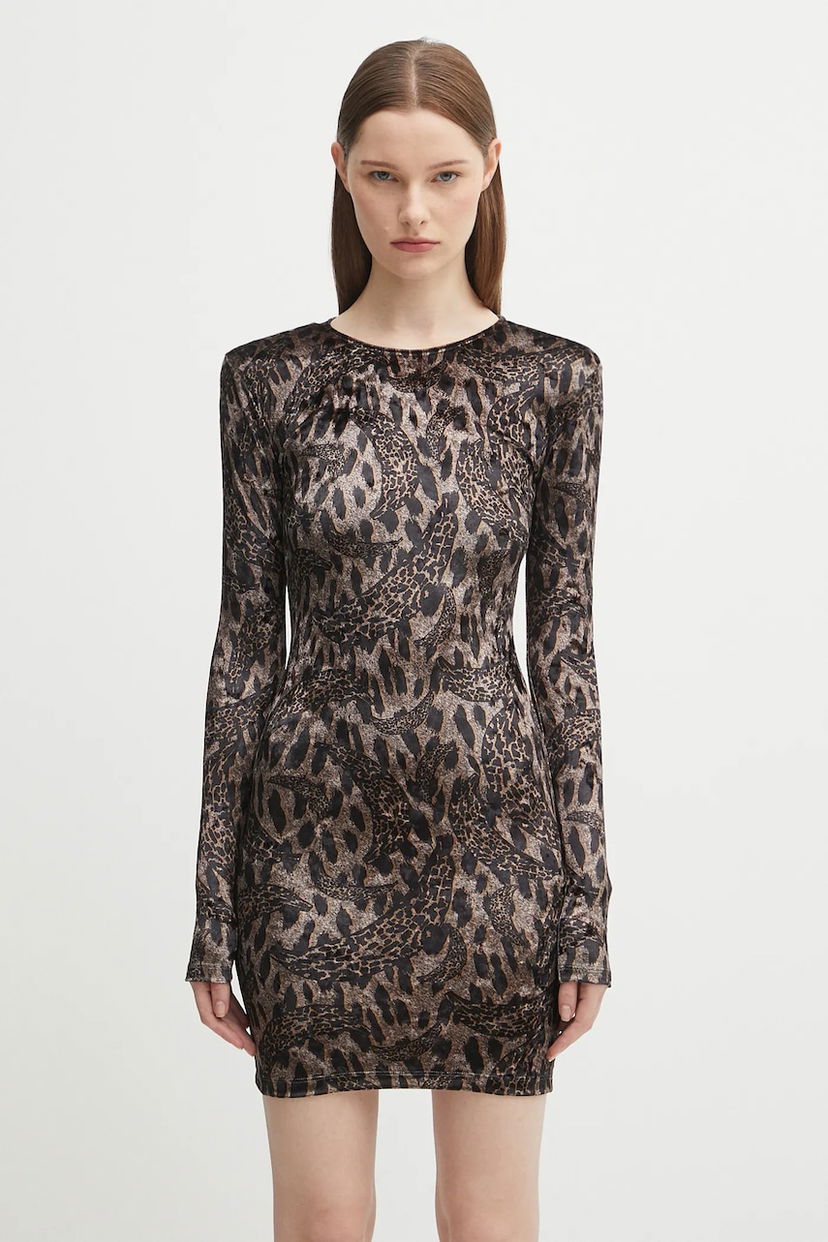 Pокля Fiorucci Fiorucci Banimalier Print Velour Padded Mini Dress Кафяво | W02FPDMN011VR01BR01