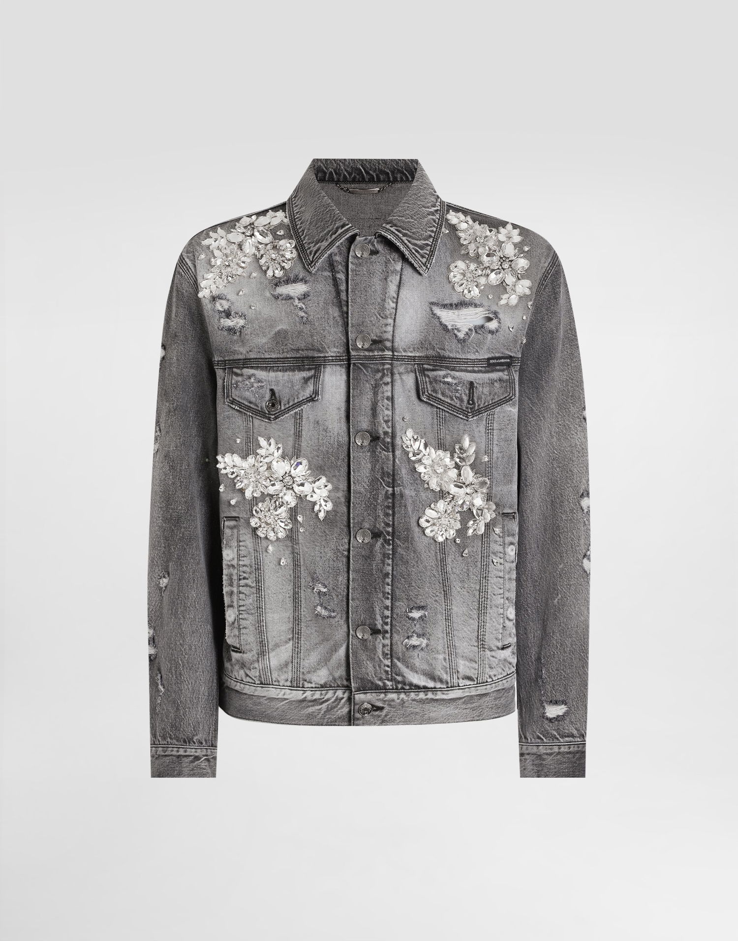 Яке Dolce & Gabbana Dolce & Gabbana Embellished Distressed Denim Jacket Сиво | G9BTGZG8NT4S9001, 0