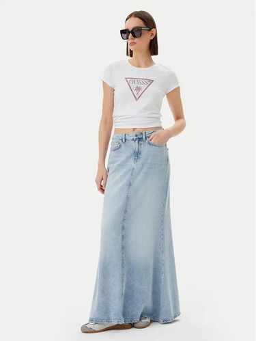 Тениска GUESS Guess Triangle Rhinestones Short Sleeve T-Shirt Бяло | E5GI08J1314-G011, 2
