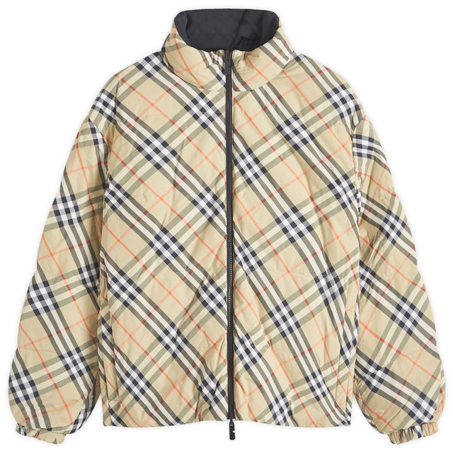 Nylon Check Puffer Jacket