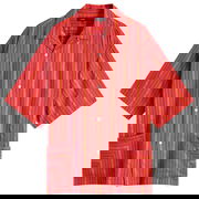 BEAMS Stripe Open Collar Shirt, Size Large