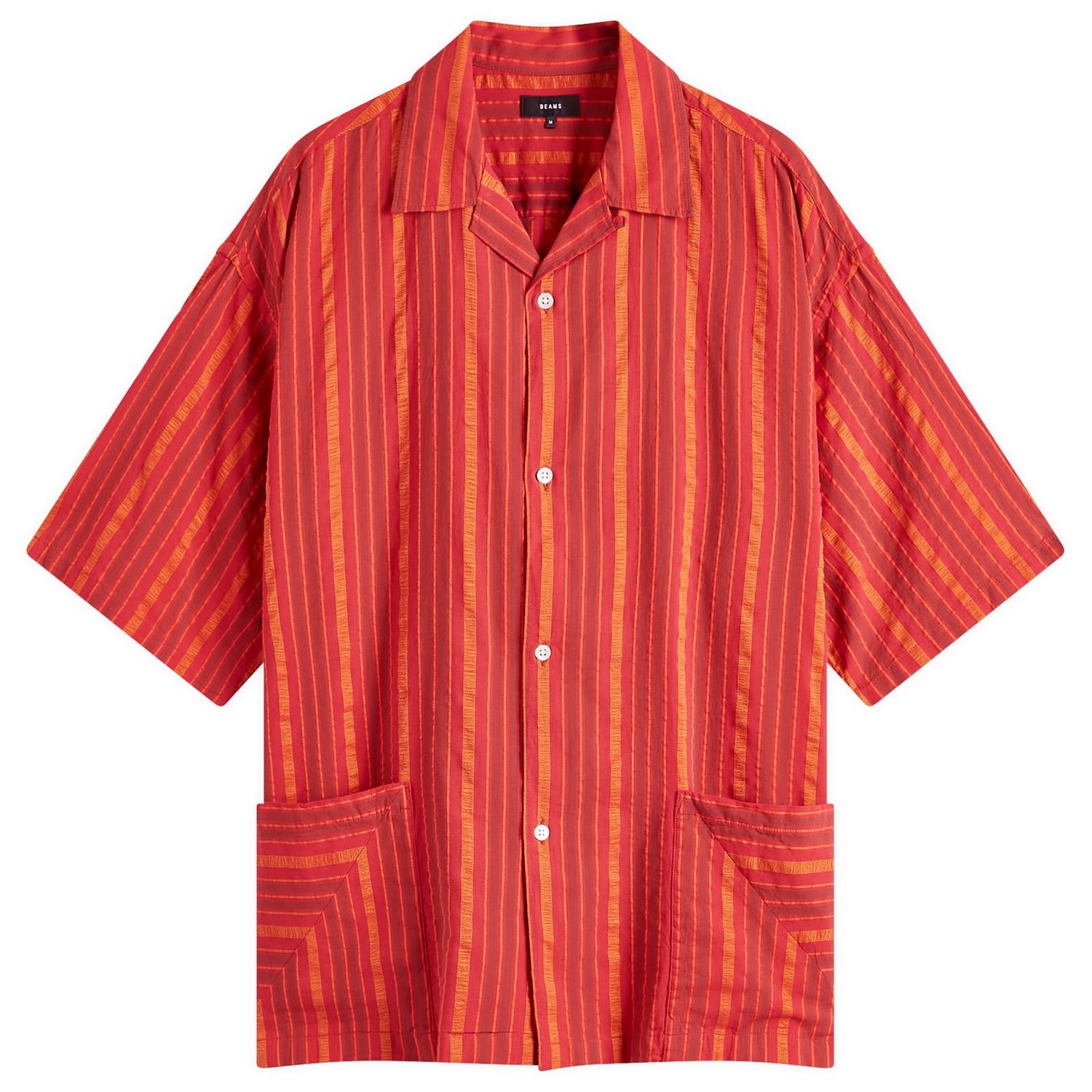 Риза BEAMS BEAMS Stripe Open Collar Shirt, Size Large Червено | 1101-0564-803-35, 0