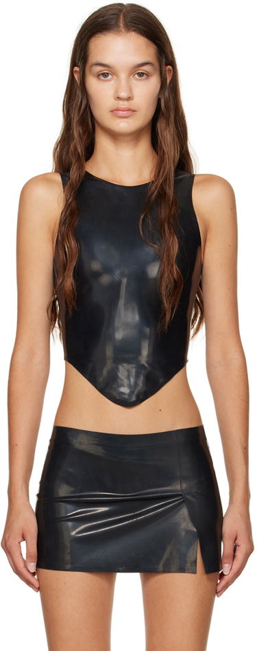 Пола Miaou Miaou Jinx Latex Tank Top Черно | 7044LTXBLK, 0