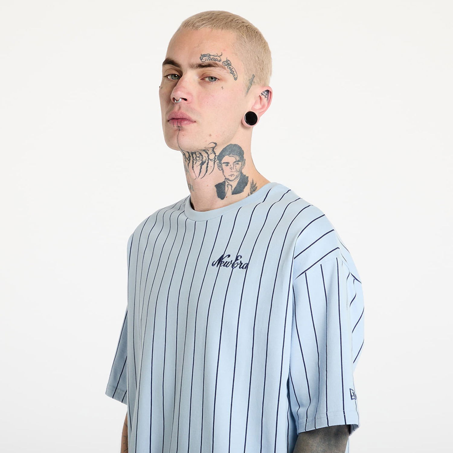 Тениска New Era New Era Pinstripe Oversized T-Shirt Синьо | 60596613, 1