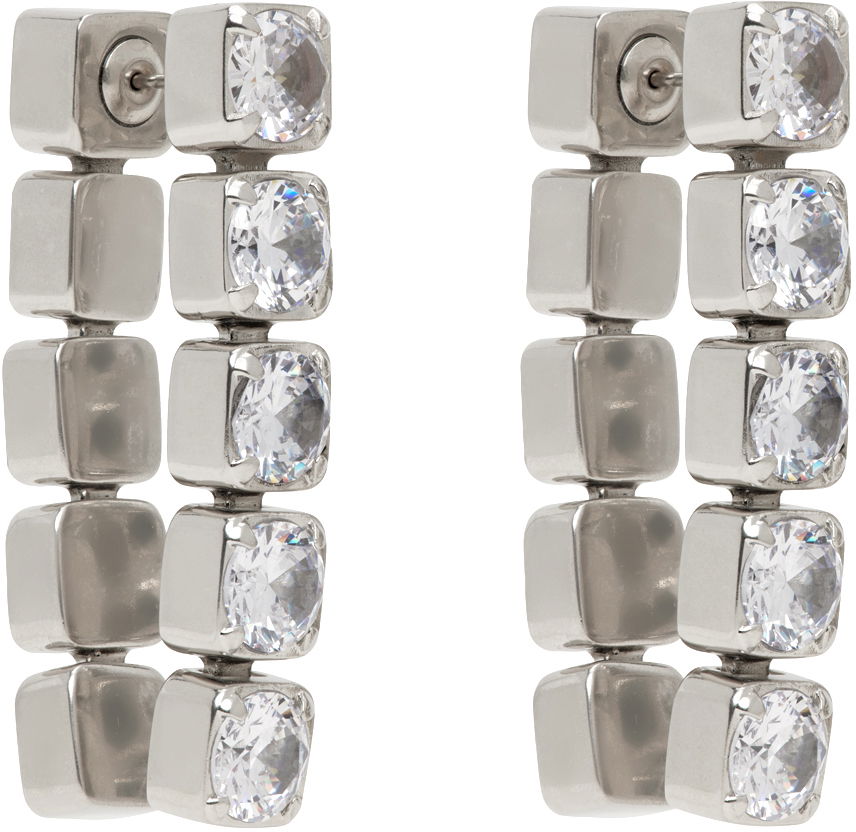 Обеци Jil Sander Crystal Earrings "Silver" Металик | J11VG0068_P6734, 1