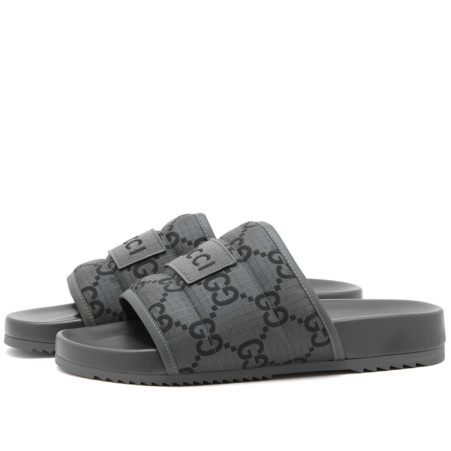 Кецове и обувки Gucci GG Logo Ripstop Slides Сиво | 771466-FACTE-1143, 0