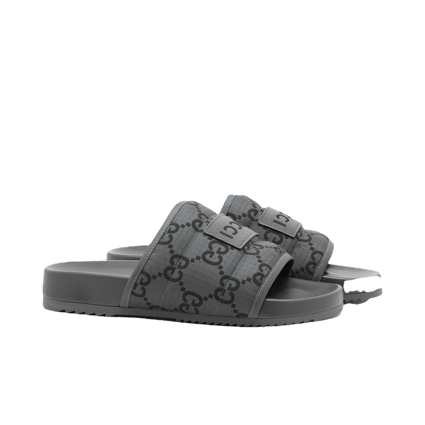 Кецове и обувки Gucci GG Logo Ripstop Slides Сиво | 771466-FACTE-1143