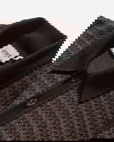 Поло тениска Carhartt WIP Lowis Longsleeve Polo Houndstooth Кафяво | I035395 35MXX, 4