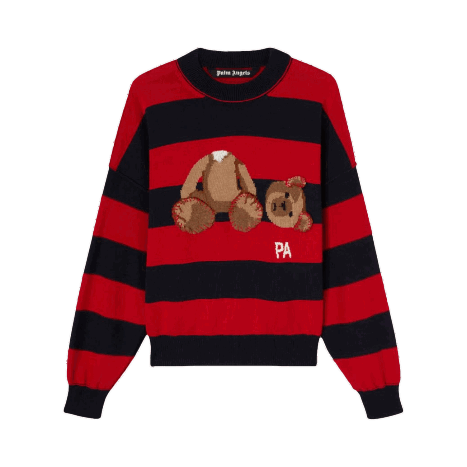 Пуловер Palm Angels Bear Striped Sweater Червено | PMHE007S22KNI0014660, 0