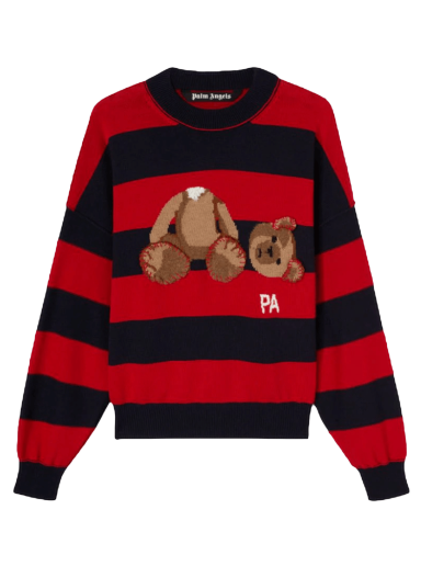 Пуловер Palm Angels Bear Striped Sweater Червено | PMHE007S22KNI0014660