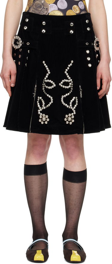 Пола Chopova Lowena Chopova Lowena Corduroy Miniskirt with Metal Accents Черно | 3246, 0