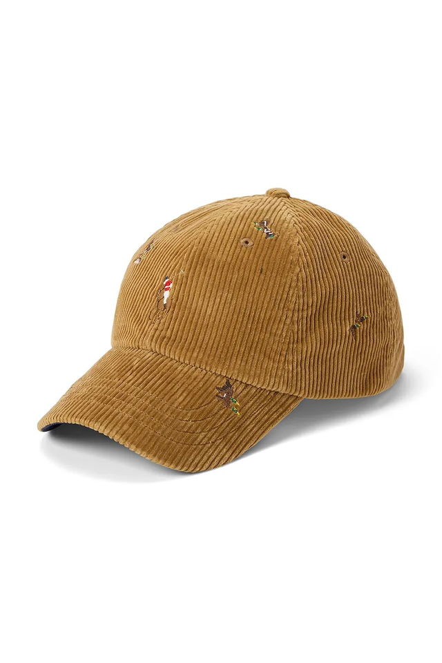 Corduroy Baseball Cap with Embroidered Details