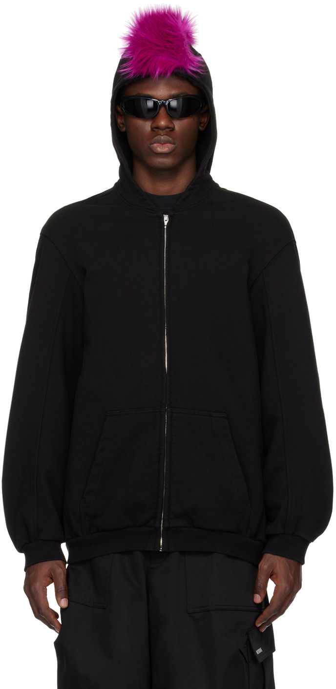 Суитчър We11done We11done Zip-Up Faux-Fur Hoodie Черно | WD-TJ1-24-884-U-BK, 0