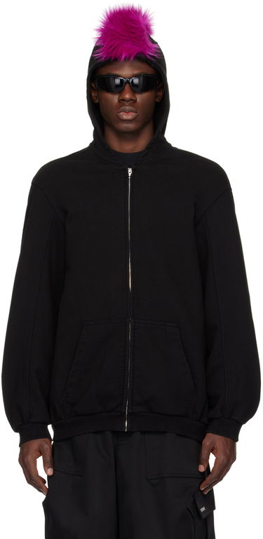 Суитчър We11done We11done Zip-Up Faux-Fur Hoodie Черно | WD-TJ1-24-884-U-BK, 0