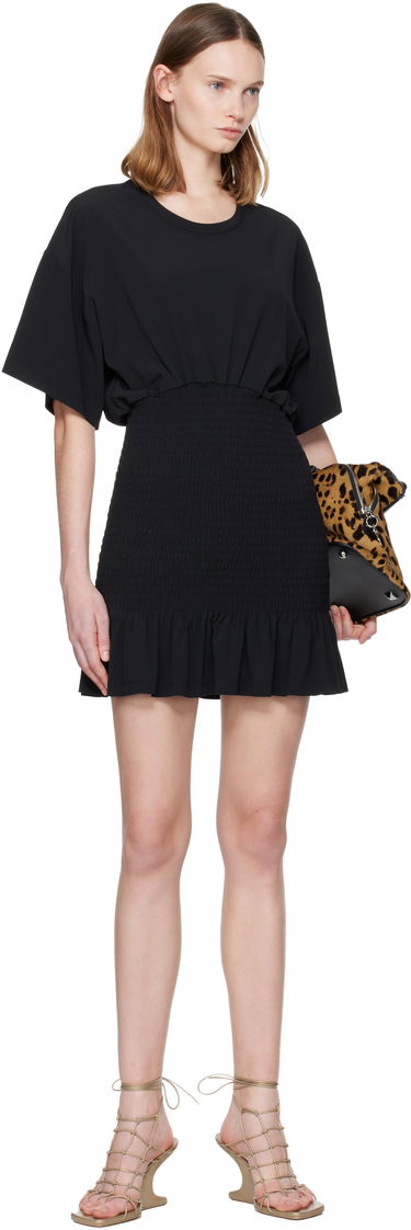 Pокля The Attico Fluid Cady Smocked Waist Ruffled Hem Minidress Черно | 251WCA00452 ACC002AA, 3