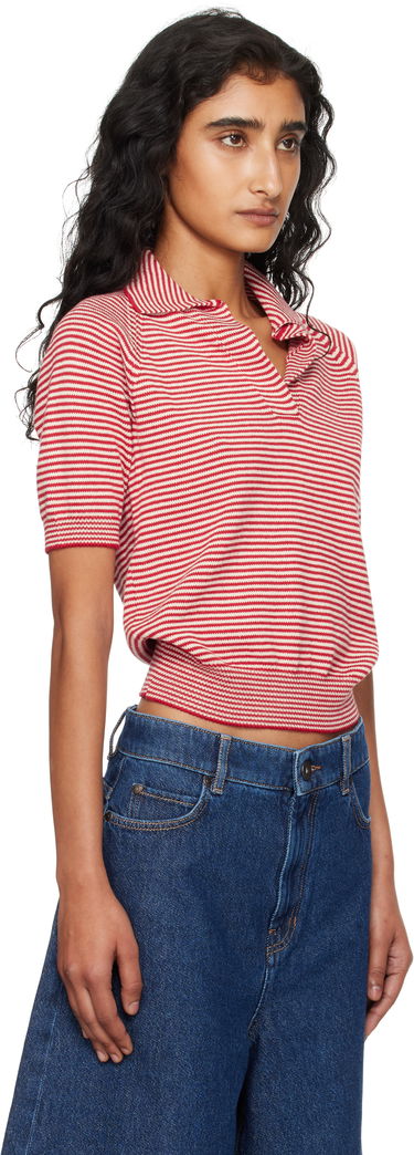 Поло тениска Max Mara Weekend Max Mara Striped Knit Polo Червено | 2525366131600, 1