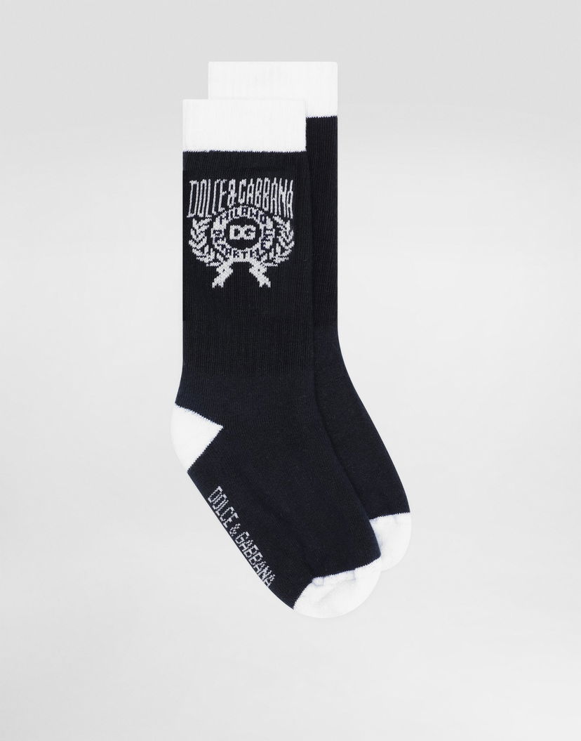 Чорапи Dolce & Gabbana Dolce & Gabbana Cotton Socks With DG Logo Тъмно синьо | LBKAG7JBCH7B0789
