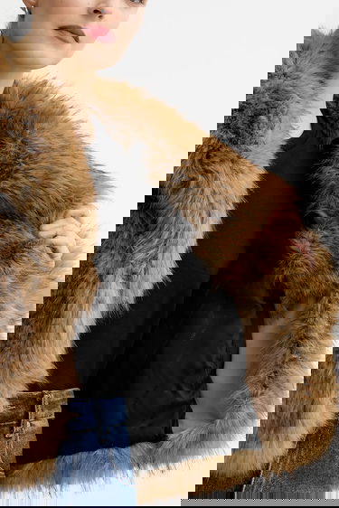 Палта STAND STUDIO Cropped Faux Fur Coat Samara Кафяво | 61701.9405, 5