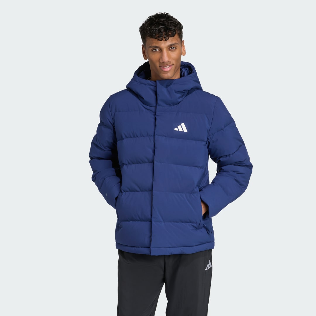 Пухо яке adidas Performance Helionic CLIMAWARM Hooded Down Jacket Синьо | JX0581, 0