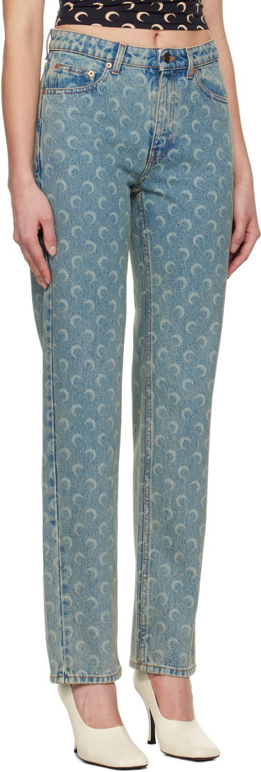 Дънки Marine Serre Marine Serre Moon Laser Straight Jeans Синьо | WPA128A CDEN0003, 1