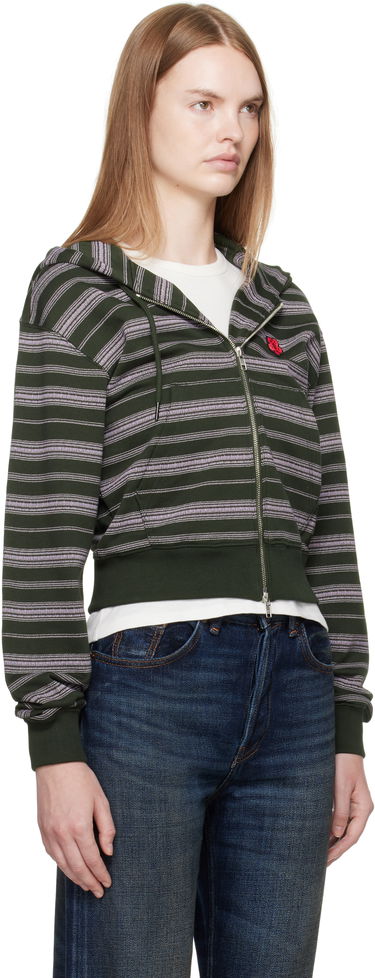 Суитчър KENZO Kenzo Paris 'Boke Flower' Striped Cropped Hoodie Зелено | FF62HO1504MS, 1