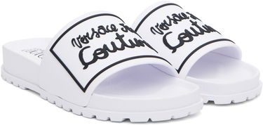 Кецове и обувки Versace Versace Jeans Couture Logo Shelly Pool Slides Бяло | E78VA3SQ2_E71352, 3