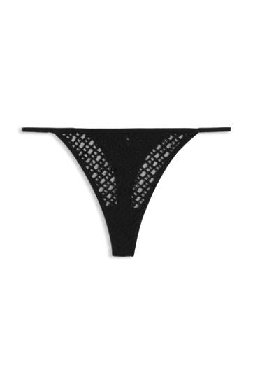 гащички BOSS Monogram Lace Thong with Logo Trim Черно | 50520383, 0