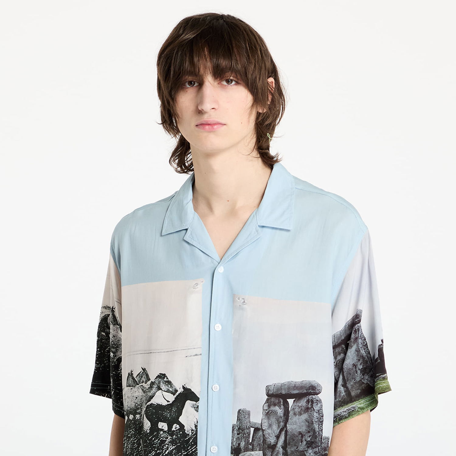 Риза Pleasures PLEASURES Stone Horse Button Down Shirt Синьо | P25SP022 BLUE, 1