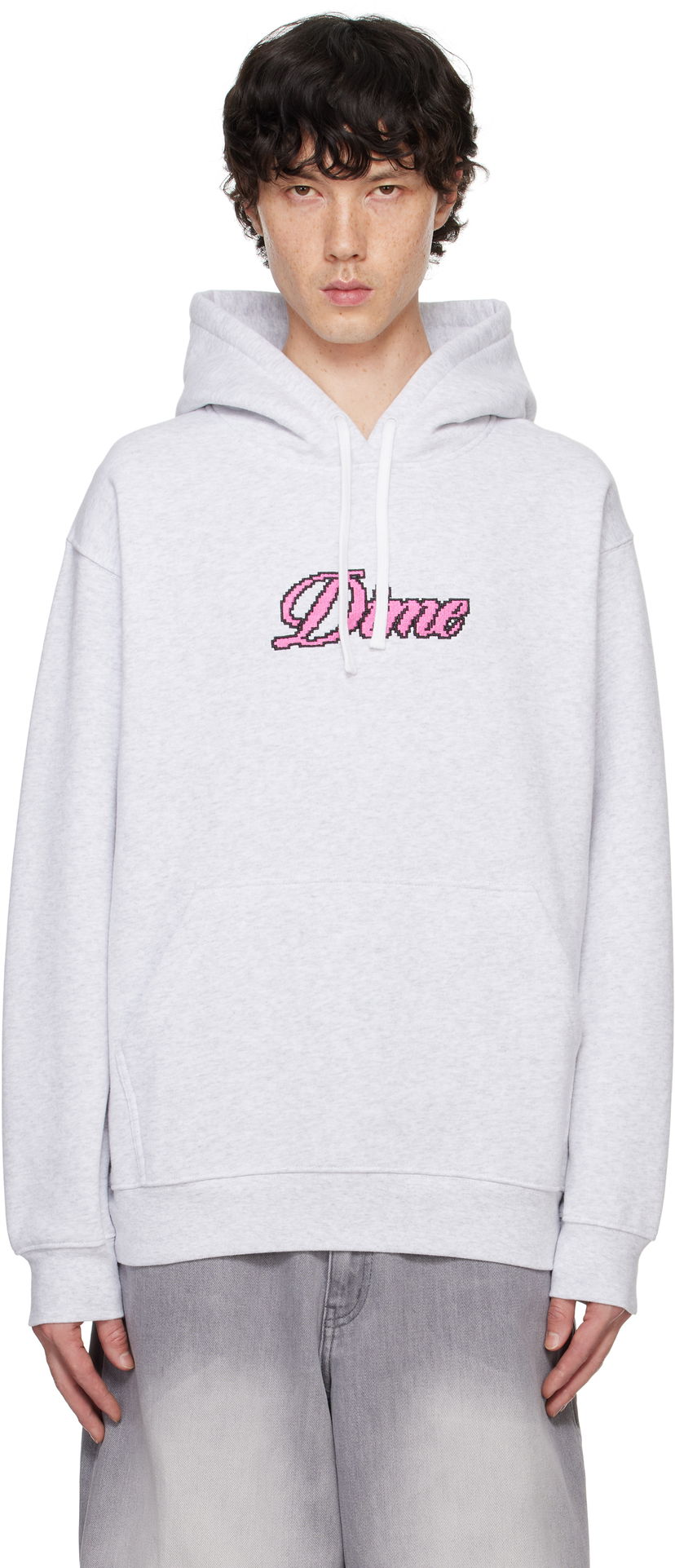 Суитчър Dime Gray Pixel Cursive Hoodie Сиво | DIMEFA2419ASH