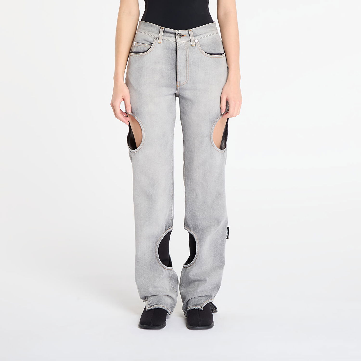 Дънки Off-White Meteor Cut-Out Straight-Leg Denim Pants Сиво | OWYA06AF25DEN0011200, 0