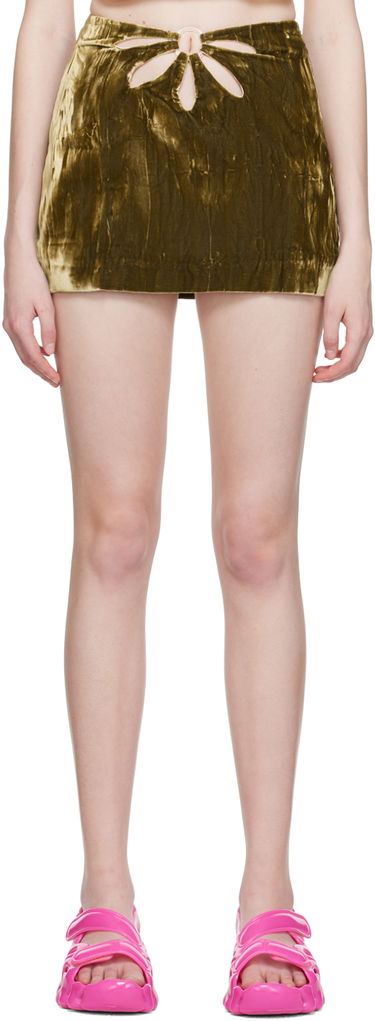 Пола Collina Strada Collina Strada Flower Cutout Velvet Miniskirt Зелено | XX7117 CRUSHED VELVET, 0