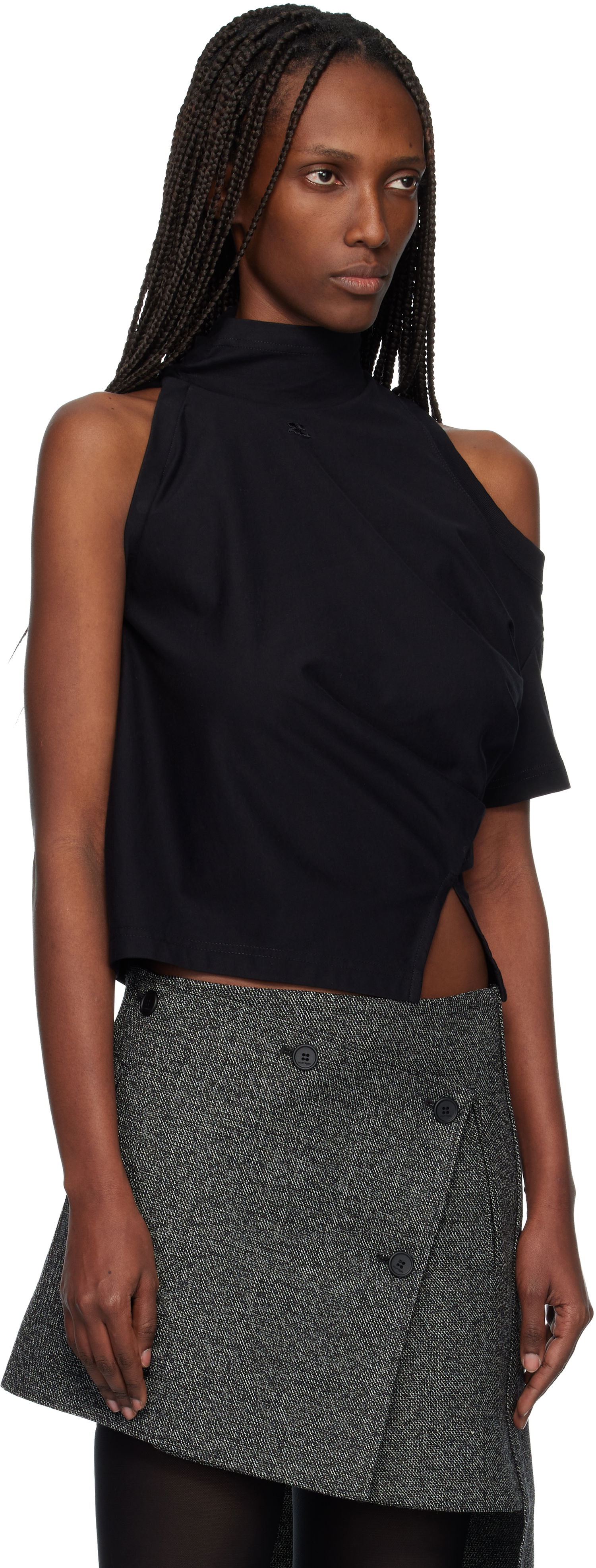 Тениска Courrèges Courrèges Twisted Jersey T-shirt Черно | 425JTS231JS0233, 1