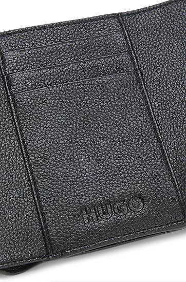 Портфейл BOSS Grained faux-leather flap wallet with stacked-logo trim Черно | 50547914, 1