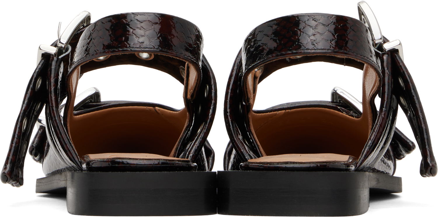Колани GANNI GANNI Snake Buckle Flats Кафяво | S2951, 1